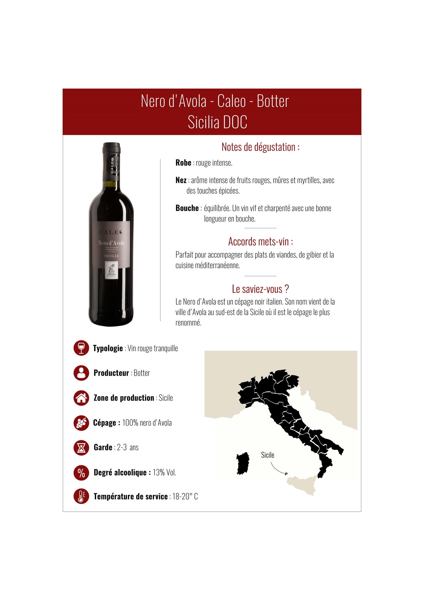 Nero d'Avola Sicilia Caleo DOC